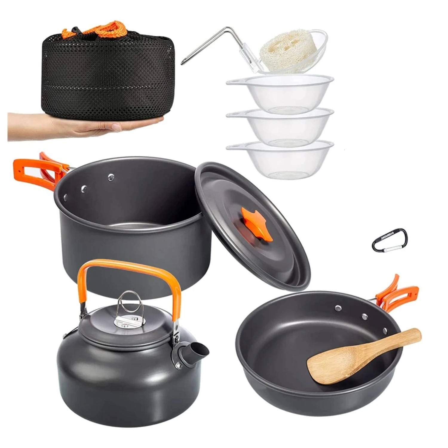 Portable Aluminum Nonstick Camping Cookware Kit for Outdoor Adventures - Includes Water Kettle, Pot, Pan, Perfect for Travel, Hi
Portable Aluminum Nonstick Camping Cookware Kit for Outdoor Adventures - Includes Water Kettle, Pot, Pan, Perfect for Travel, Hi