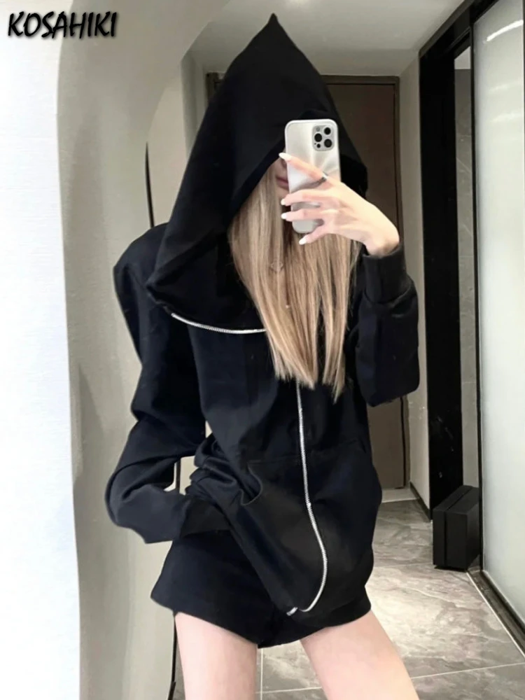 Autumn Harajuku Black Pocket Hoodies Women Streetwear Casual Loose Hooded Sweatshirt Y2k Aesthetic Vintage Grunge Zipper Hoodie
Autumn Harajuku Black Pocket Hoodies Women Streetwear Casual Loose Hooded Sweatshirt Y2k Aesthetic Vintage Grunge Zipper Hoodie