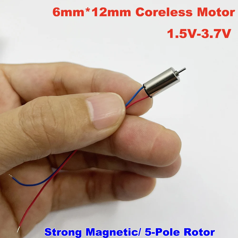 6mm*12mm Mini Coreless Motor DC 1.5V 3V 3.7V 75000RPM High Speed Micro 612 Toy Motor DIY RC Car Aircraft Drone Quadcopter Engine
6mm*12mm Mini Coreless Motor DC 1.5V 3V 3.7V 75000RPM High Speed Micro 612 Toy Motor DIY RC Car Aircraft Drone Quadcopter Engine