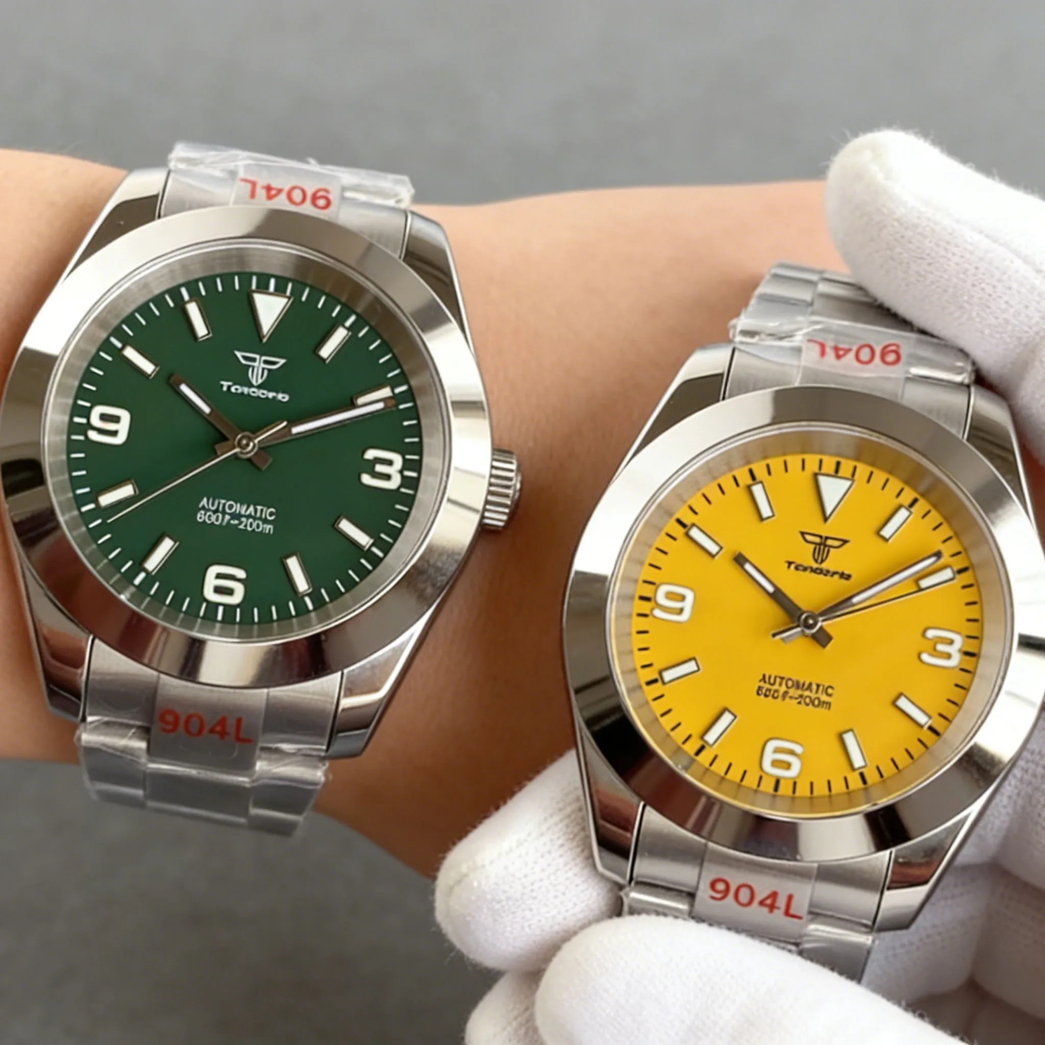Smooth Bezel Tandorio 36/39mm Yellow Green Dial Sapphire Glass 20BAR NH35A Asia2824 Automatic Movement Men Watch Green Luminous
Smooth Bezel Tandorio 36/39mm Yellow Green Dial Sapphire Glass 20BAR NH35A Asia2824 Automatic Movement Men Watch Green Luminous