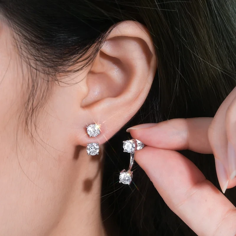 2 in 1 Full Moissanite Stud Earrings S925 Silver 2cttw Lab Diamond Earring For Women Wedding Sparkling Fine Jewelry
2 in 1 Full Moissanite Stud Earrings S925 Silver 2cttw Lab Diamond Earring For Women Wedding Sparkling Fine Jewelry