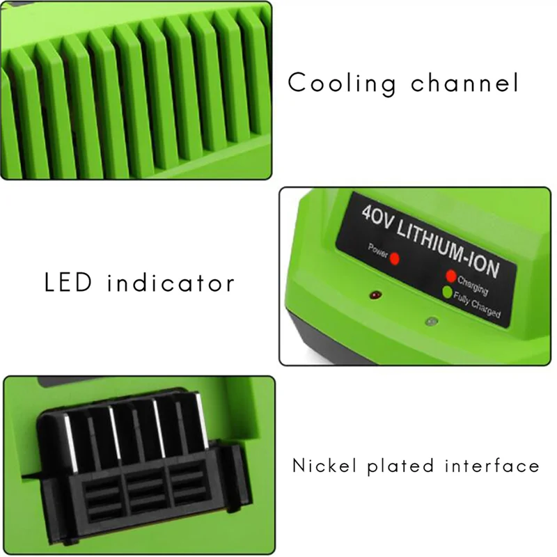 WCS-2X 40V Lithium Battery Charger For Greenworks 29482 G-MAX 40V Li- Battery 29472 29482 29652 G40825 EU Plug
WCS-2X 40V Lithium Battery Charger For Greenworks 29482 G-MAX 40V Li- Battery 29472 29482 29652 G40825 EU Plug