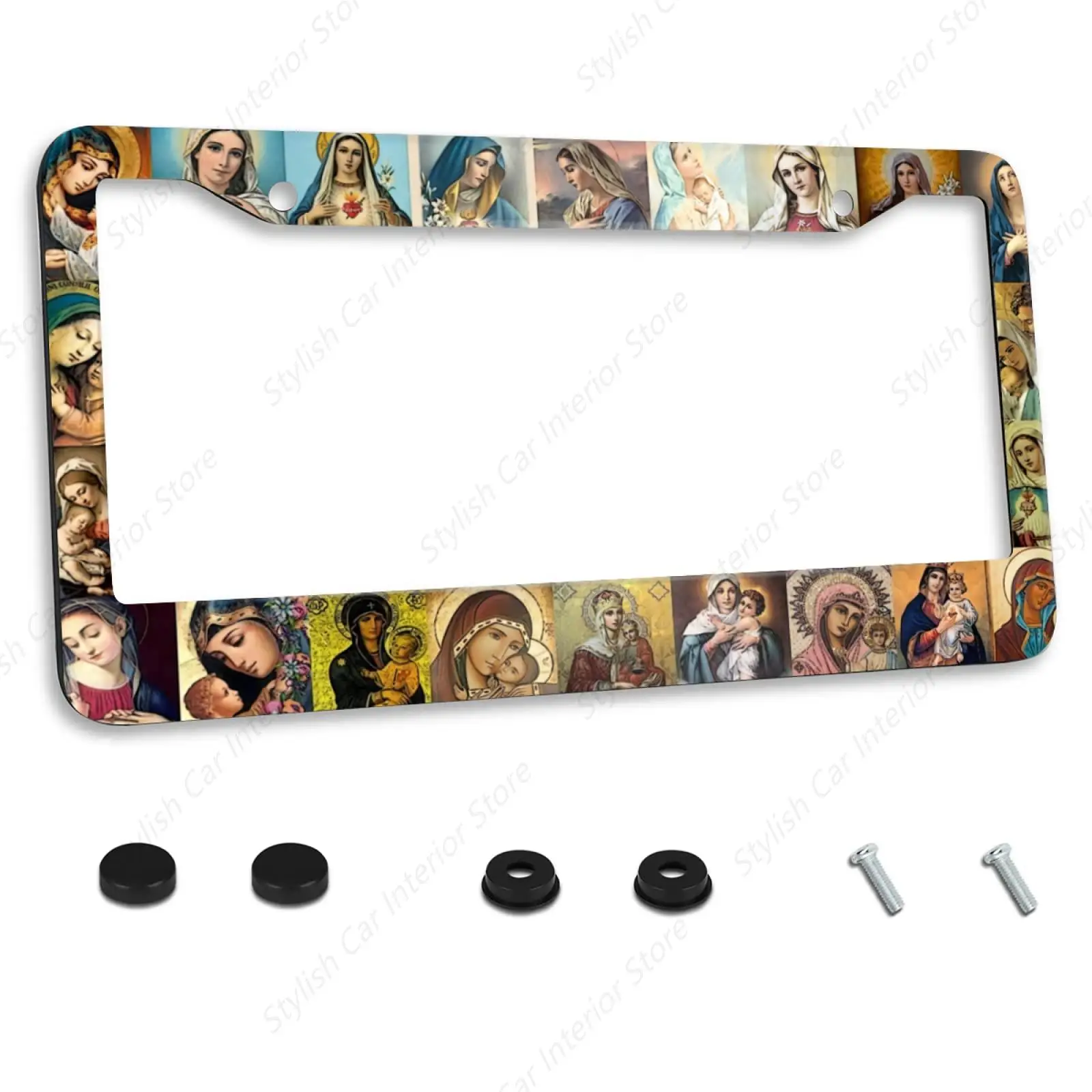 Personalized License Plate Frame Stainless Steel Sacred Heart Collage Jesus Christ Virgin Mary Car License Plate Accessory
Personalized License Plate Frame Stainless Steel Sacred Heart Collage Jesus Christ Virgin Mary Car License Plate Accessory