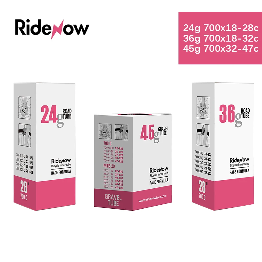 RideNow-TPU Inner Tube for Road Bike, Bicycle Tire,, 700x18 23 25 28 32 35 47C, French Valve 45,/65,/85mm,MTB 29x1.5, 1.75, 1.9
RideNow-TPU Inner Tube for Road Bike, Bicycle Tire,, 700x18 23 25 28 32 35 47C, French Valve 45,/65,/85mm,MTB 29x1.5, 1.75, 1.9
