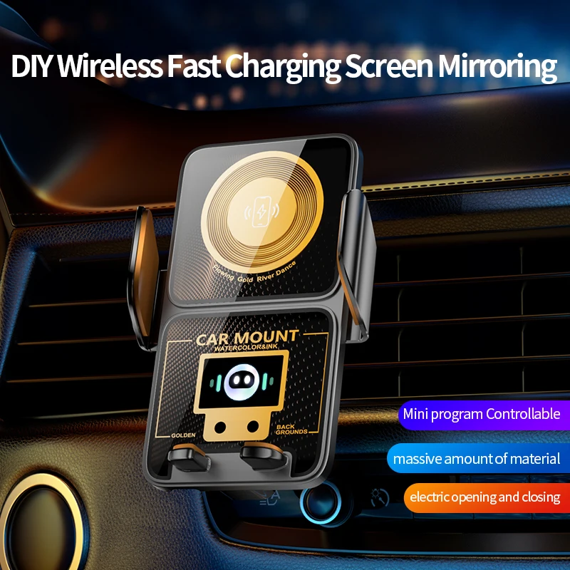 15W Wireless Car Mount with DIY Screen Mirroring – IR Auto Clamp, 360° Rot, Built‑in Battery for iPhone & Android(BK11A)
15W Wireless Car Mount with DIY Screen Mirroring – IR Auto Clamp, 360° Rot, Built‑in Battery for iPhone & Android(BK11A)