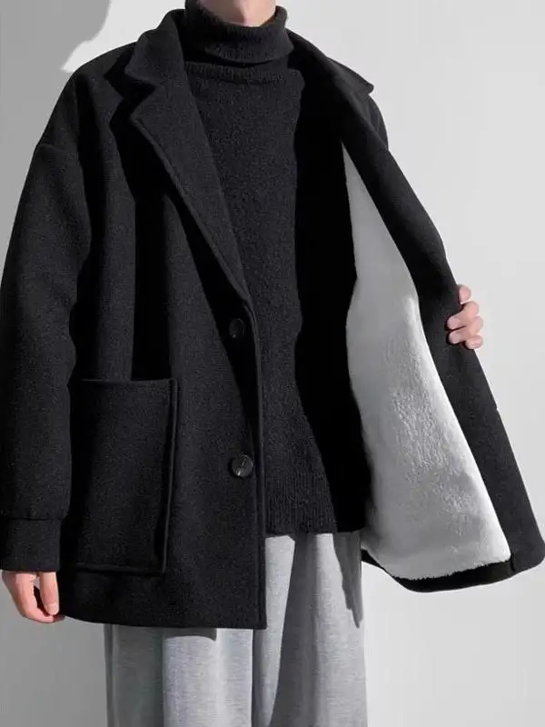 Bla Woolen Coat Men's Autumn Winter Thiened ort Sle Suit Jaet Lightweight Maturi High-End Feeling Casual Faion
Bla Woolen Coat Men's Autumn Winter Thiened ort Sle Suit Jaet Lightweight Maturi High-End Feeling Casual Faion