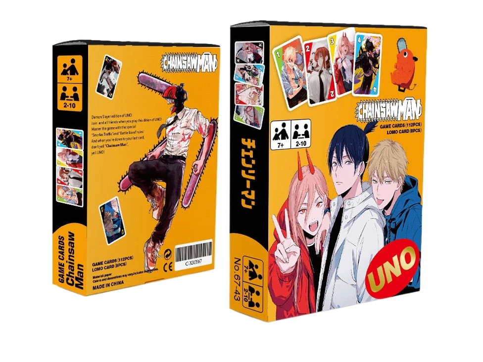 UNO cards 120 cards Chainsaw Man Denji Magima animation parent-child interactive puzzle game new collection playing cards
UNO cards 120 cards Chainsaw Man Denji Magima animation parent-child interactive puzzle game new collection playing cards