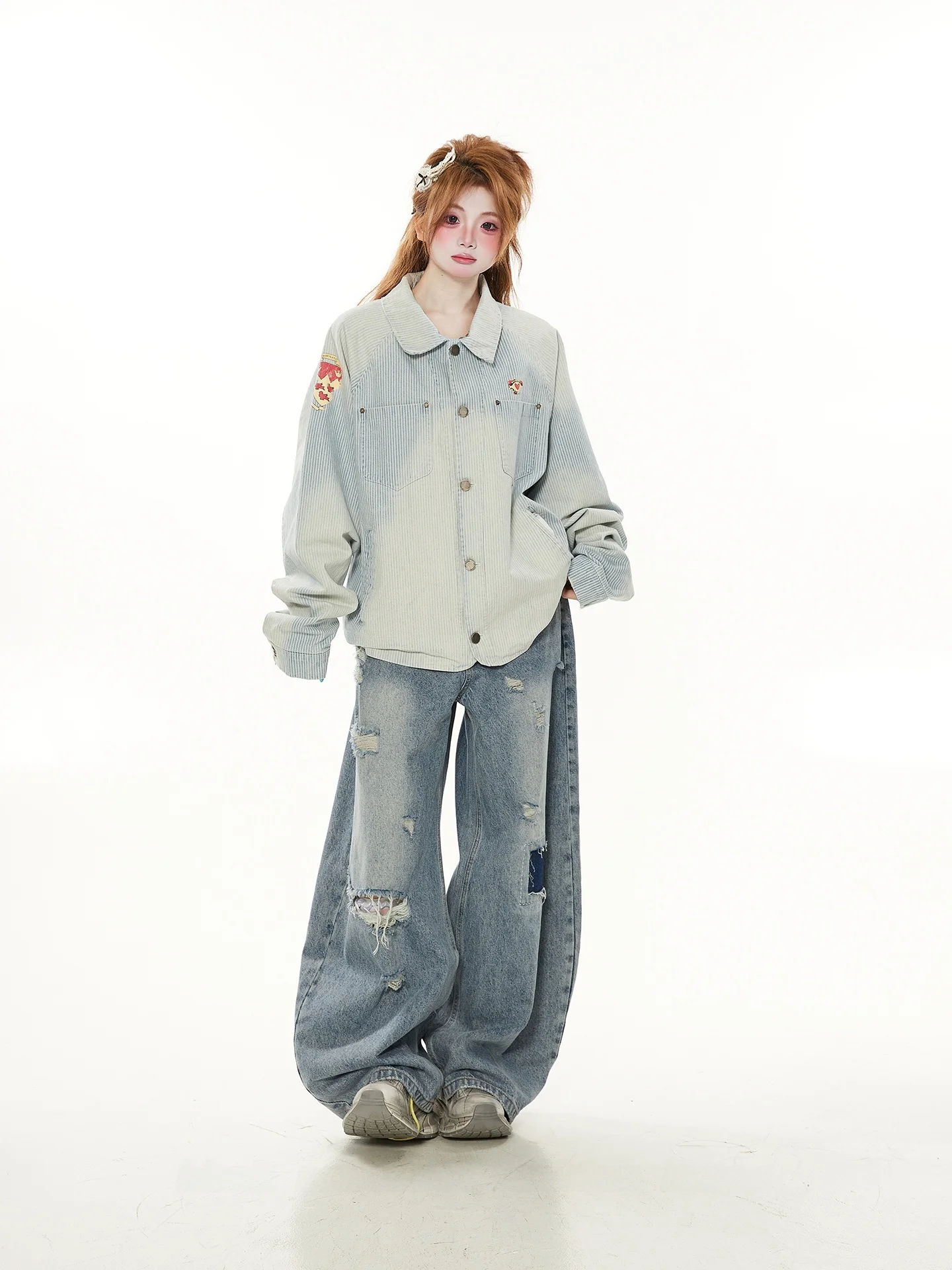 Casual Loose Tie Dye Striped Denim Jaet Women's Spring Autumn Youth Couple's Jaet Commute Sle Printed ket Details
Casual Loose Tie Dye Striped Denim Jaet Women's Spring Autumn Youth Couple's Jaet Commute Sle Printed ket Details