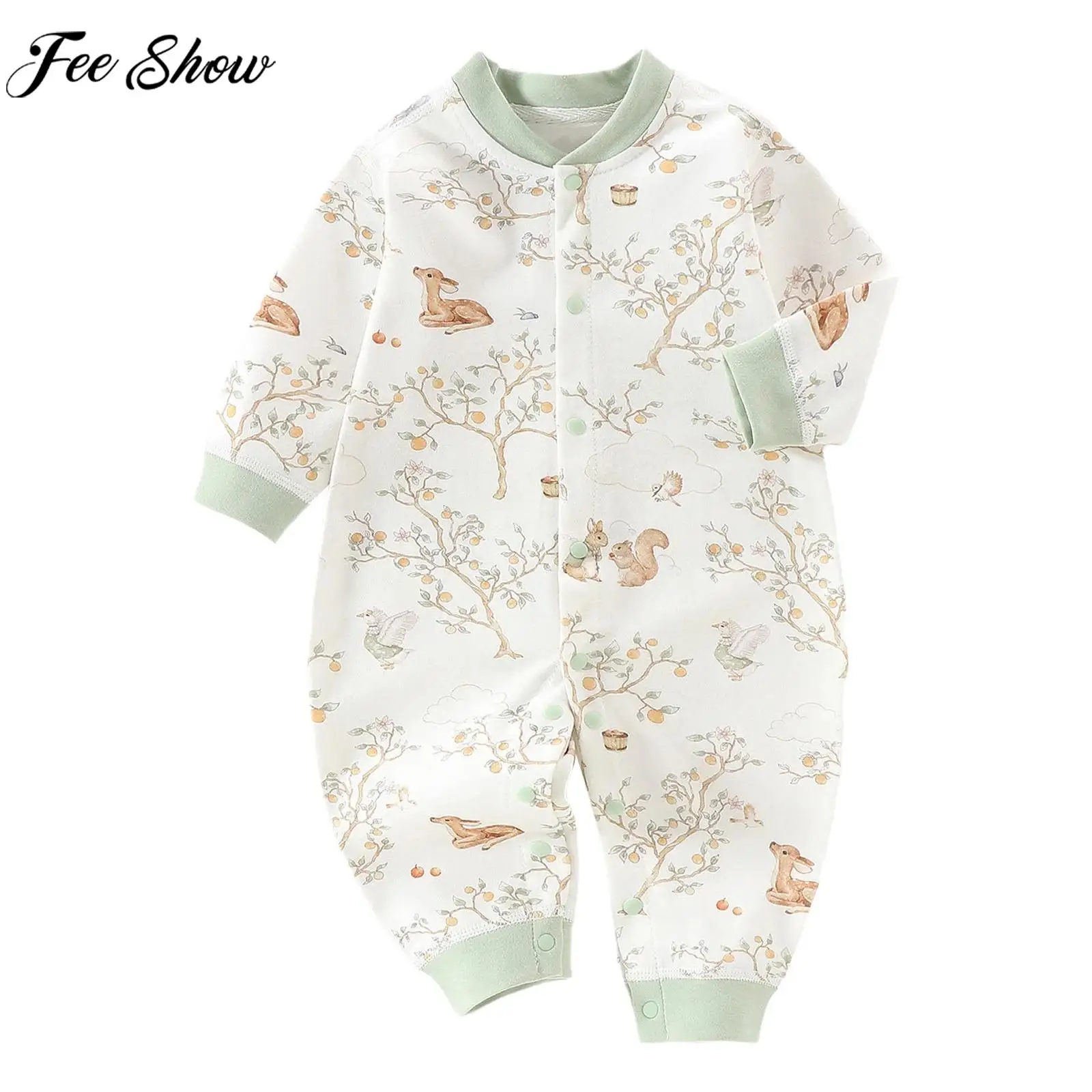 Infant Boys Girls Long Sleeve Pure Cotton Soft Romper Cute Printed Press Button Jumpsuit for Daily Pajamas Sleepwear Loungewear
Infant Boys Girls Long Sleeve Pure Cotton Soft Romper Cute Printed Press Button Jumpsuit for Daily Pajamas Sleepwear Loungewear