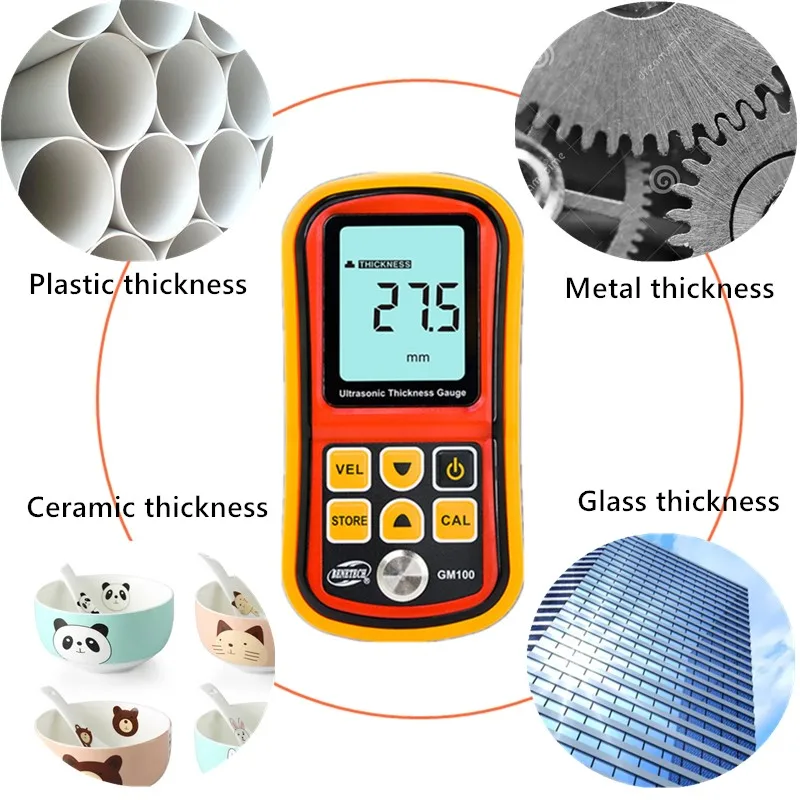 Metal Glass 1.2-225mm Sound Velocity Meter 0.1mm Resolution LCD Display Xin Tester Digital Ultrasonic Thickness Gauge
Metal Glass 1.2-225mm Sound Velocity Meter 0.1mm Resolution LCD Display Xin Tester Digital Ultrasonic Thickness Gauge