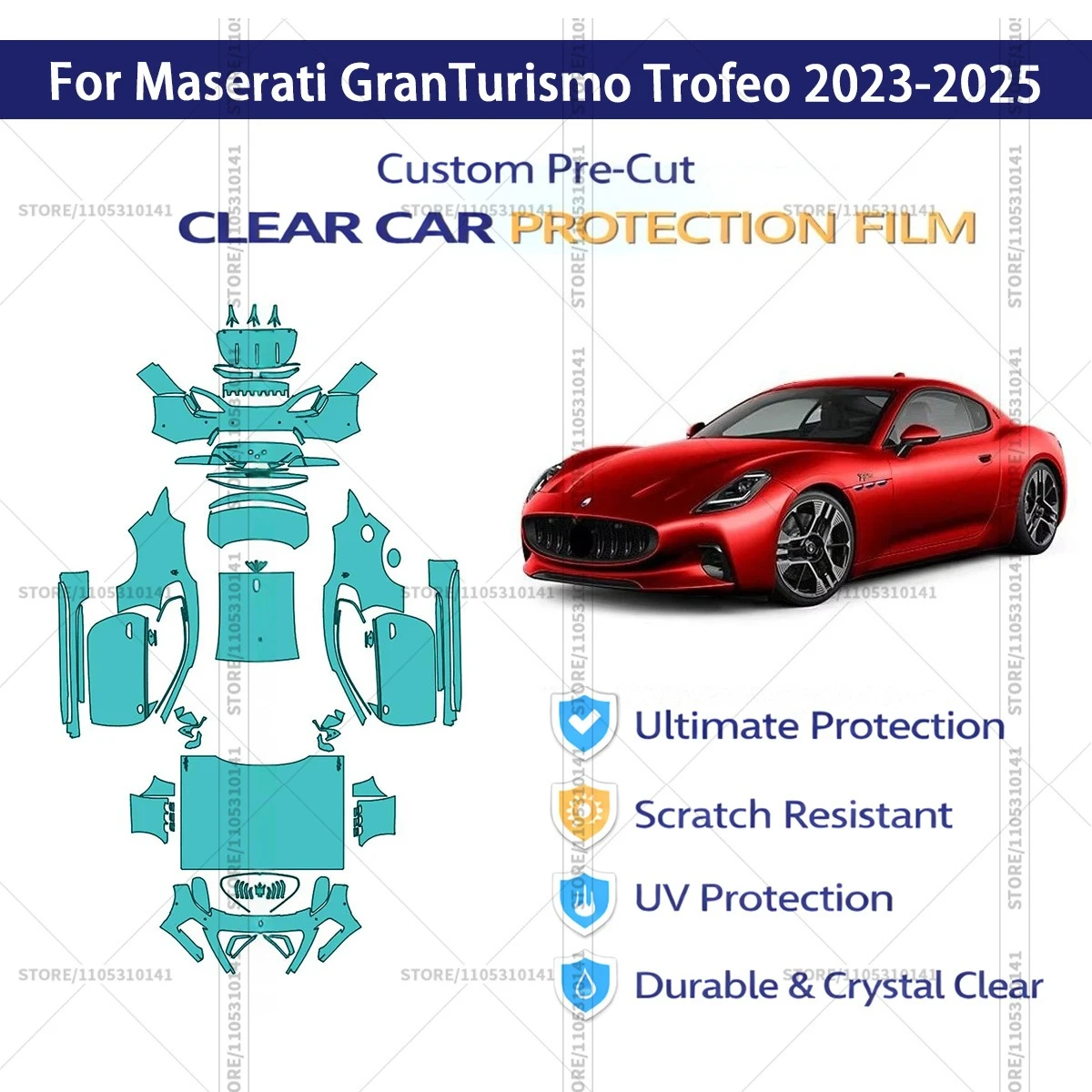 For Maserati GranTurismo Trofeo 2023-2025 Pre-Cut Paint Protection Film PPF Transparent Car Film Automotive PPF Full Vehicle
For Maserati GranTurismo Trofeo 2023-2025 Pre-Cut Paint Protection Film PPF Transparent Car Film Automotive PPF Full Vehicle