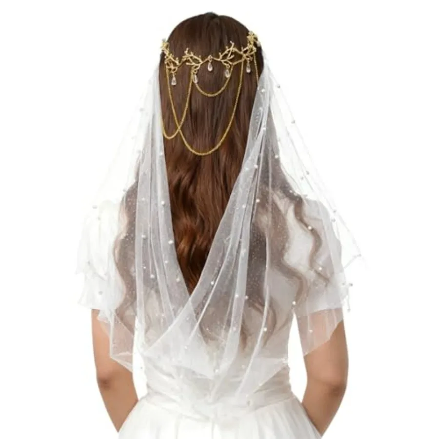Shining Pearl Wedding Veil Bride Headpiece Elven Elf Dress Accessory Goddess Headwear Renaissance Fairy Costume
Shining Pearl Wedding Veil Bride Headpiece Elven Elf Dress Accessory Goddess Headwear Renaissance Fairy Costume