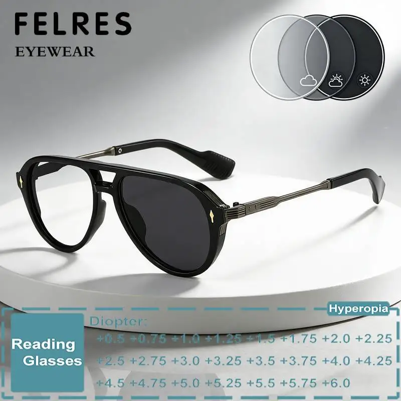 Pilot Double Bridge Photochromic Reading Glasses Men Women Trendy Prescription Eyewear Finished Discolor Presbyopia Eyeglasses
Pilot Double Bridge Photochromic Reading Glasses Men Women Trendy Prescription Eyewear Finished Discolor Presbyopia Eyeglasses