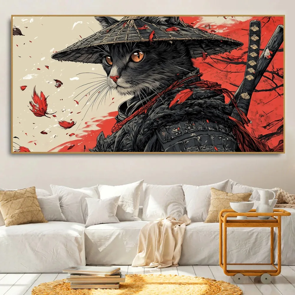 Samurai Cat Canvas Poster Frameless, Japanese Style Wall Art with Vibrant Red and White, Perfect Living Room Decoration
Samurai Cat Canvas Poster Frameless, Japanese Style Wall Art with Vibrant Red and White, Perfect Living Room Decoration