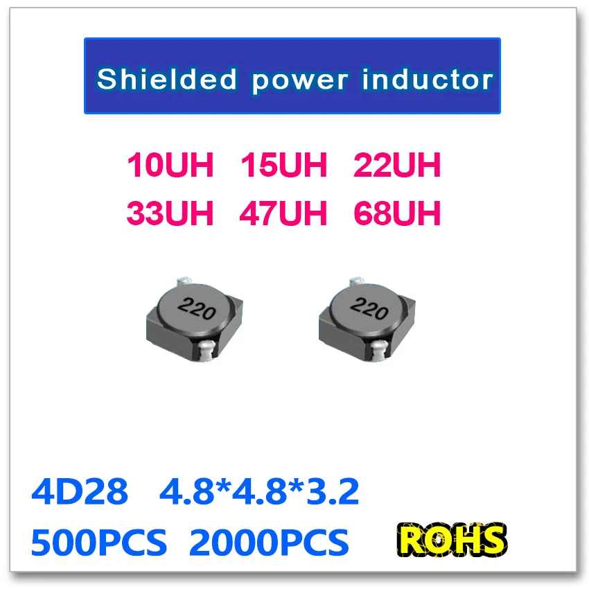 JASNPROSMA SMD Power Inductor 4D28 500PCS 2000PCS 10UH 15UH 22UH 33UH 47UH 68UH 100 150 220 330 470 680 4.8*4.8*3.2mm
JASNPROSMA SMD Power Inductor 4D28 500PCS 2000PCS 10UH 15UH 22UH 33UH 47UH 68UH 100 150 220 330 470 680 4.8*4.8*3.2mm