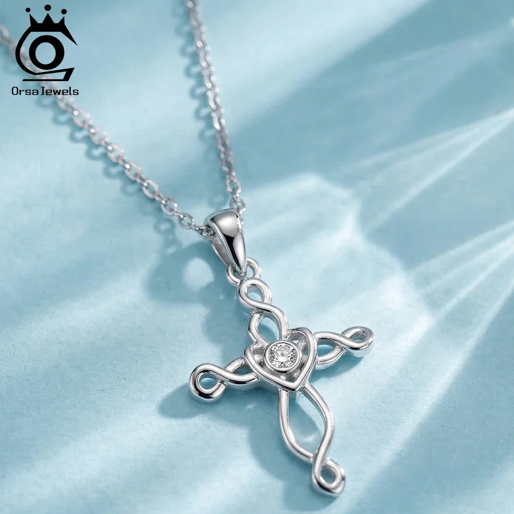 ORSA JEWELS 925 Sterling Silver Cross Necklace for Women with Shiny Zircon Cross Pendant Link Chain Religious Jewelry Gift APN68
ORSA JEWELS 925 Sterling Silver Cross Necklace for Women with Shiny Zircon Cross Pendant Link Chain Religious Jewelry Gift APN68