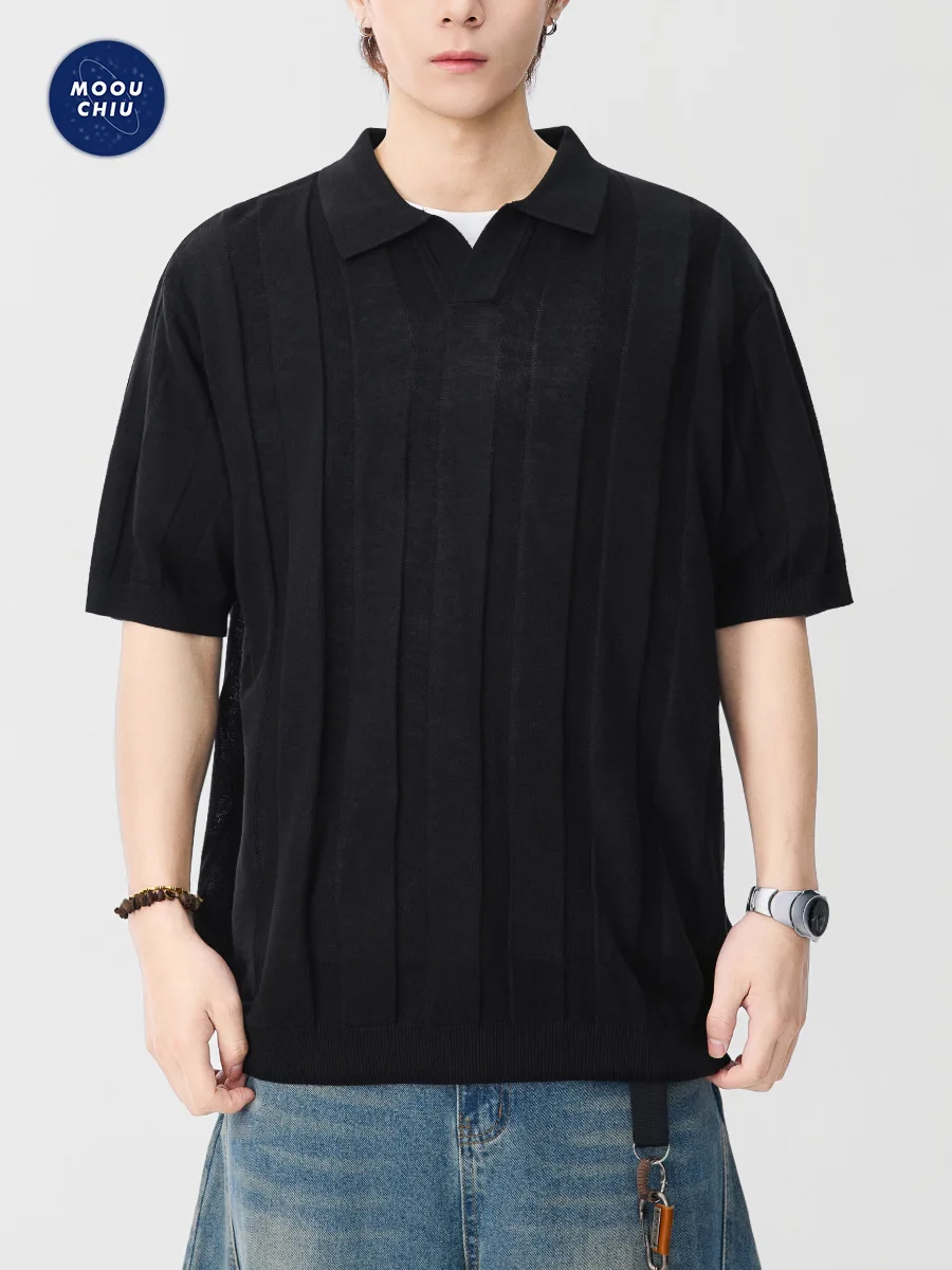 Seagull collar Lyocell linen short-sleeved polo shirt, men's commuter high-end T-shirt, knitted top
Seagull collar Lyocell linen short-sleeved polo shirt, men's commuter high-end T-shirt, knitted top