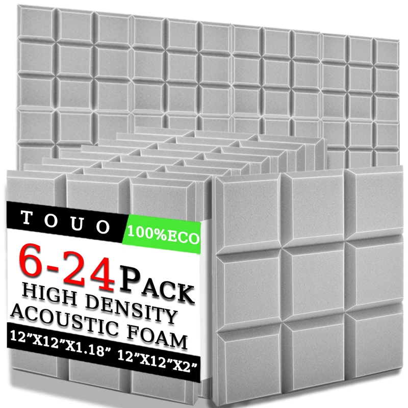 TOUO Acoustic Foam 6/12/24 Pc Studio Soundproof High Density Soundproof Wall Panels High Density Material Ktv Acoustic Treatment
TOUO Acoustic Foam 6/12/24 Pc Studio Soundproof High Density Soundproof Wall Panels High Density Material Ktv Acoustic Treatment