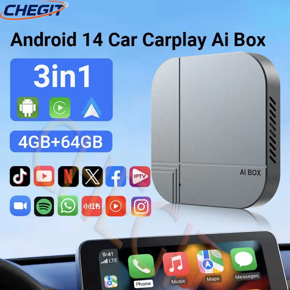 Smart AI Box Android 14 4G + 64G/2G + 16G беспроводной CarPlay Android Auto TV Box для Youtube Netflix для VW Nissan Toyota Hyundai Ford
Smart AI Box Android 14 4G + 64G/2G + 16G беспроводной CarPlay Android Auto TV Box для Youtube Netflix для VW Nissan Toyota Hyundai Ford
