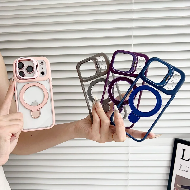 Luxury double-stand transparent magnetic phone case For magsafe For iPhone 17 Pro Max 16 15 Plus 14 + 13 12 11Acrylic back cover
Luxury double-stand transparent magnetic phone case For magsafe For iPhone 17 Pro Max 16 15 Plus 14 + 13 12 11Acrylic back cover