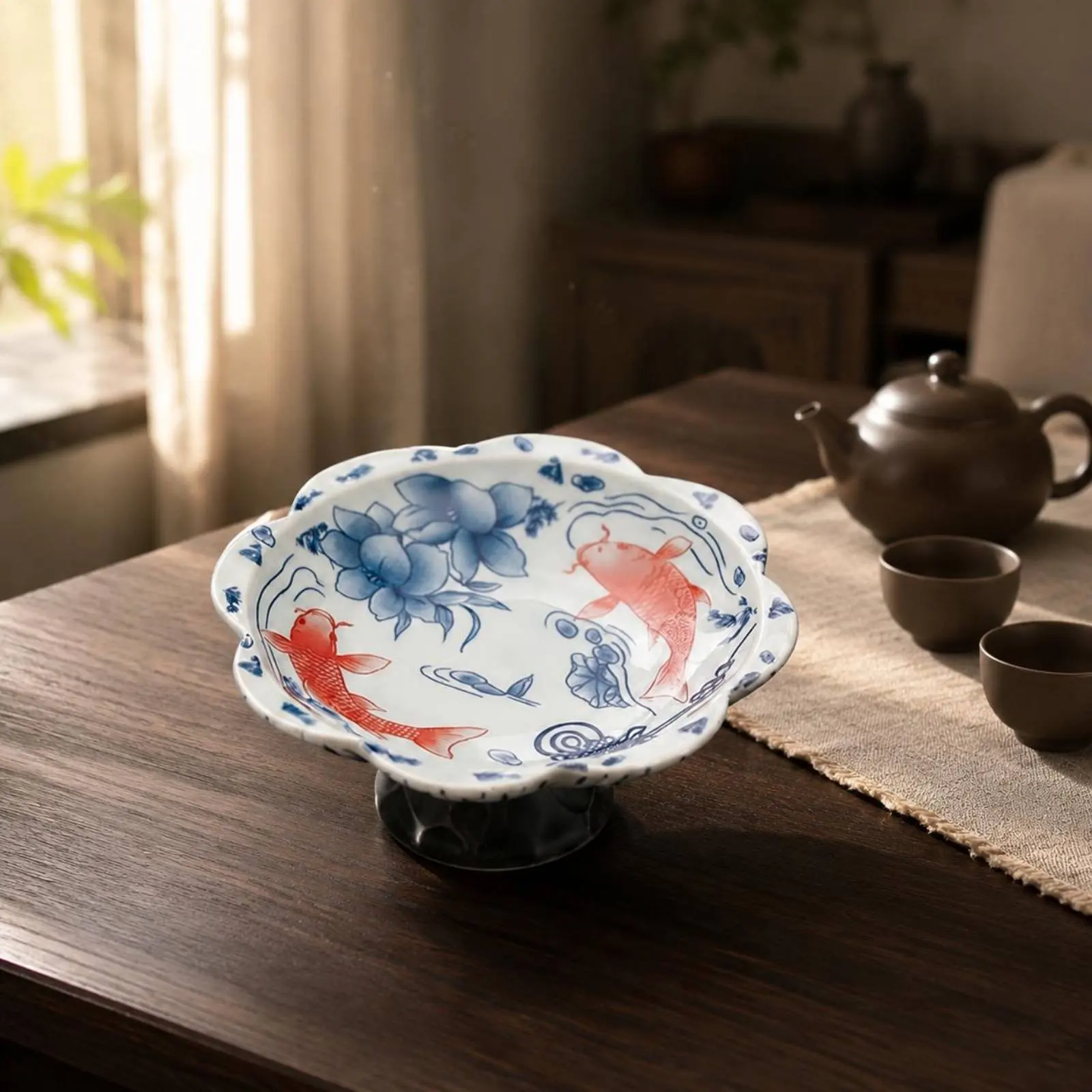 Blue and White Pedestal Bowl Decorative Porcelain Fruit Bowl Pedestal Dessert Plate Easy to Clean Tableware for Living Room
Blue and White Pedestal Bowl Decorative Porcelain Fruit Bowl Pedestal Dessert Plate Easy to Clean Tableware for Living Room