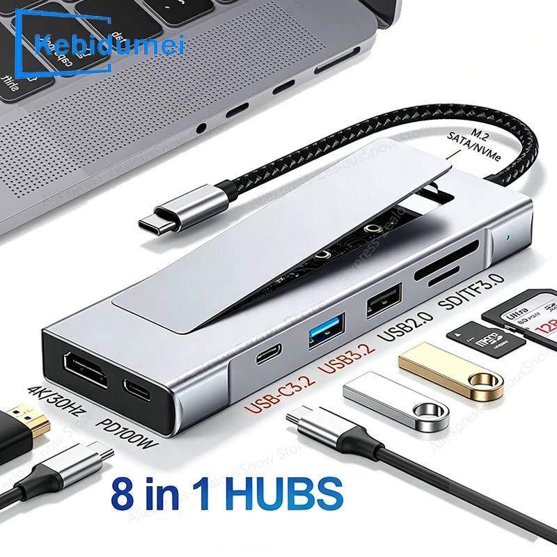  KEBIDUMEI 8-в-1 M.2 SATA NVME SSD HUB USB C док-станция, разветвитель USB Type-C с поддержкой 4K60Hz, порты USB3.2, слоты для карт SD/TF для ноутбуков
KEBIDUMEI 8-в-1 M.2 SATA NVME SSD HUB USB C док-станция, разветвитель USB Type-C с поддержкой 4K60Hz, порты USB3.2, слоты для карт SD/TF для ноутбуков