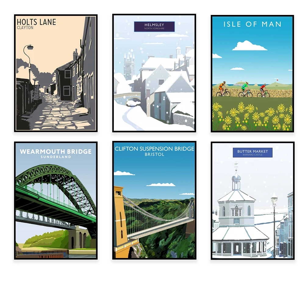 Bristol, Isle of Man, Aldeburgh, Whitby, Sunderland, Clayton, Eccleshill, Walsingham, Bath Abbey, Borough Bridge travel poster
Bristol, Isle of Man, Aldeburgh, Whitby, Sunderland, Clayton, Eccleshill, Walsingham, Bath Abbey, Borough Bridge travel poster