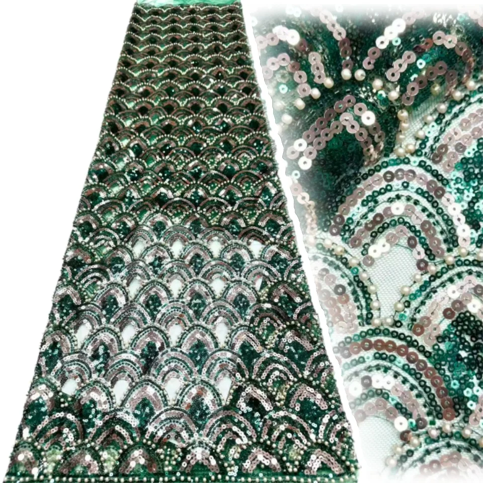 Newest African Sequins Beaded Lace Fabric Luxury High Quality French Nigerian Tulle Beaded Lace Fabric for Party Dresses 2313
Newest African Sequins Beaded Lace Fabric Luxury High Quality French Nigerian Tulle Beaded Lace Fabric for Party Dresses 2313