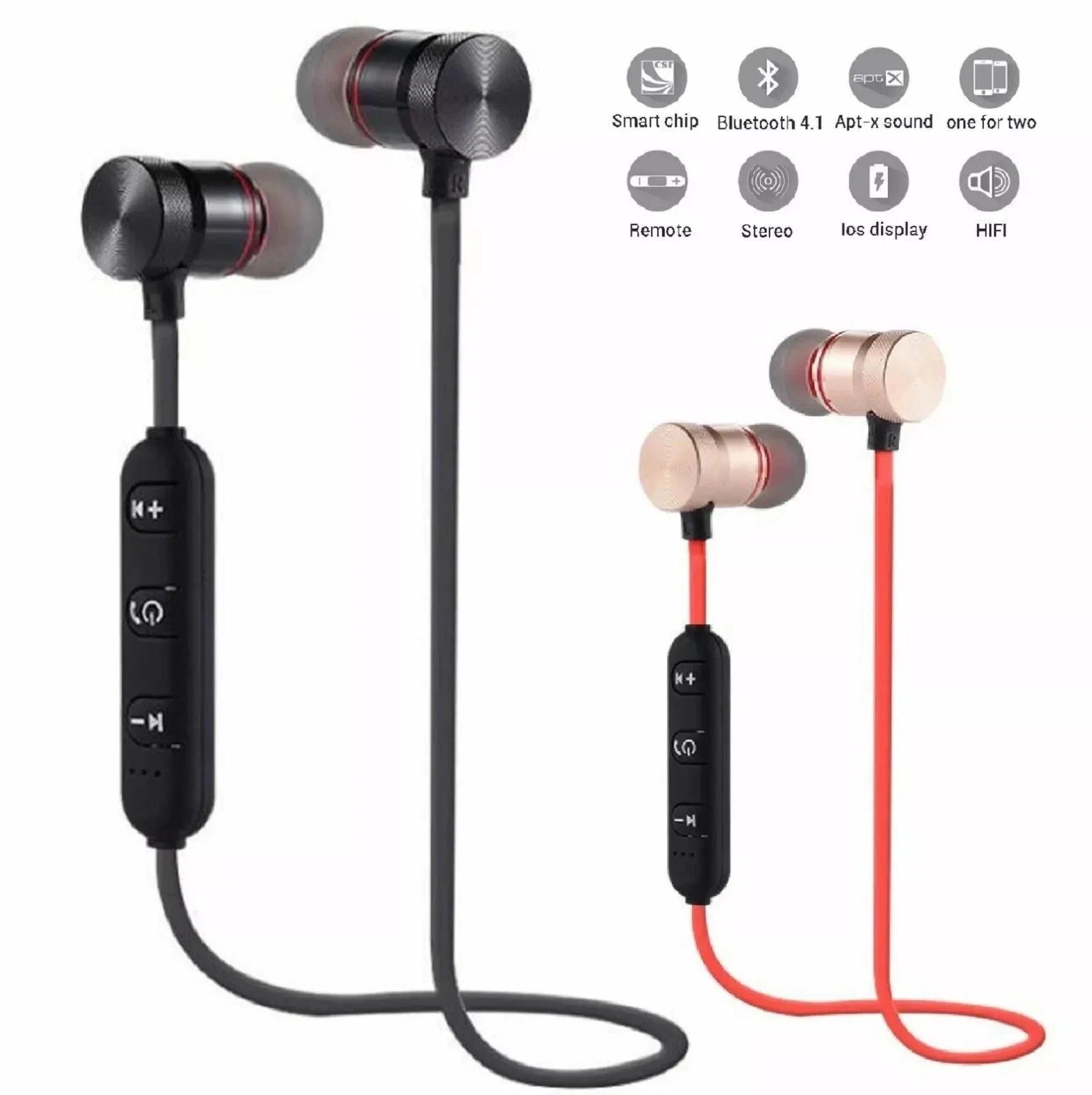 Wireless binaural stereo sports Bluetooth headset ear hanging running super long standby magnetic suction head neck hanging neck
Wireless binaural stereo sports Bluetooth headset ear hanging running super long standby magnetic suction head neck hanging neck