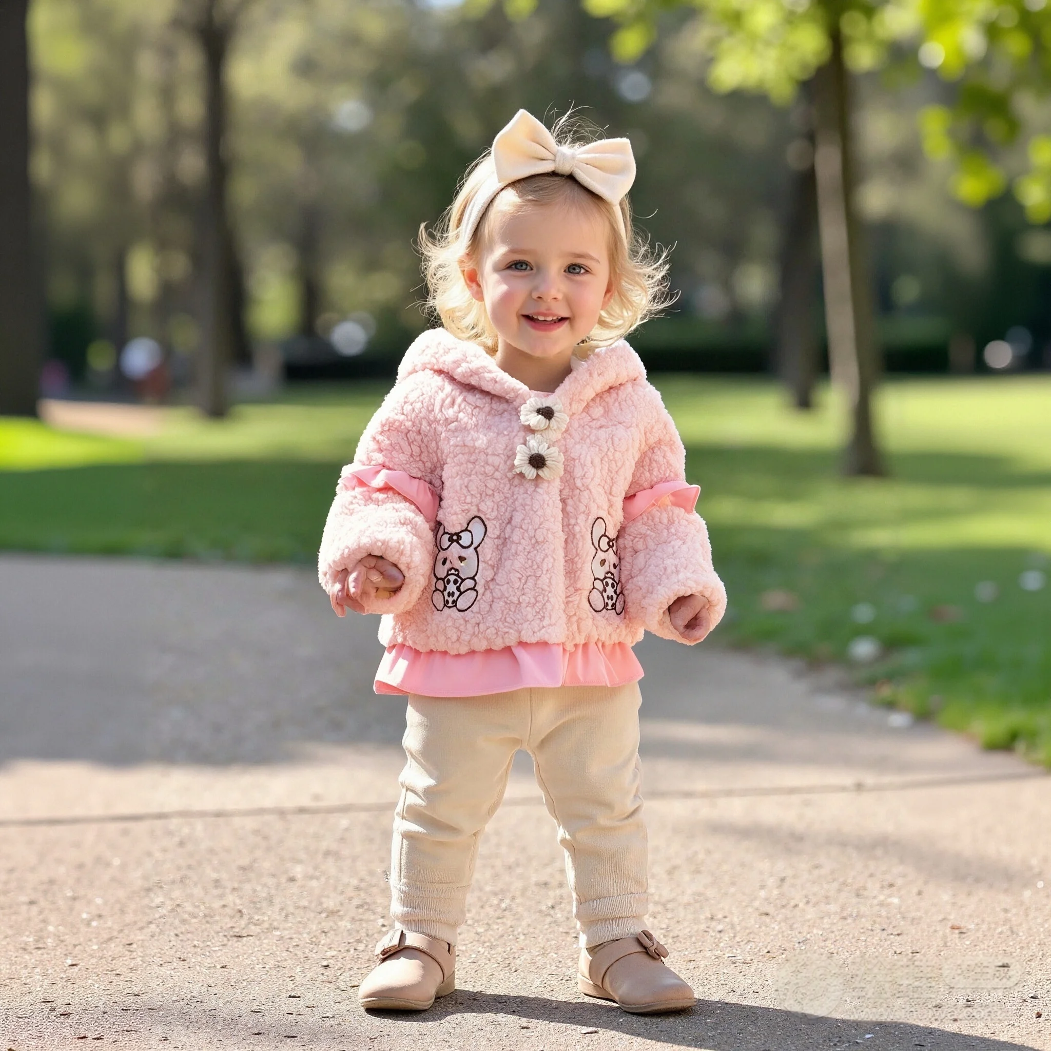 Baby Girl Coat Winter Fleece Solid Color Bow Flower Button Hooded Rabbit Ears Girl Jacket Cartoon Cute Baby Top Baby Clothes
Baby Girl Coat Winter Fleece Solid Color Bow Flower Button Hooded Rabbit Ears Girl Jacket Cartoon Cute Baby Top Baby Clothes