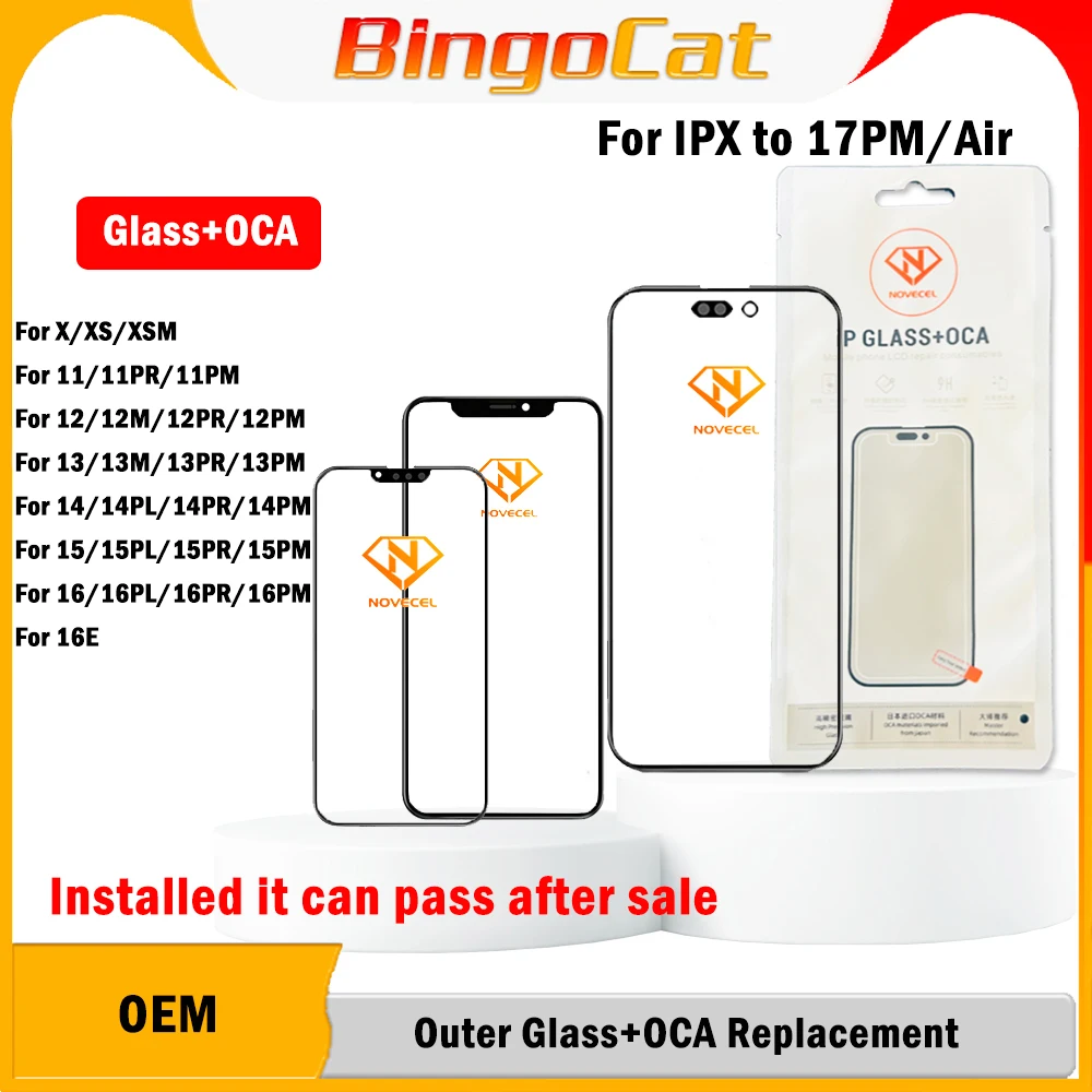 Novecel 10pc New 17Pro max Front Screen Outer Glass+OCA For iPhone 16 11 12 13 14 15 Plus Pro Max LCD External Lens Replacement
Novecel 10pc New 17Pro max Front Screen Outer Glass+OCA For iPhone 16 11 12 13 14 15 Plus Pro Max LCD External Lens Replacement