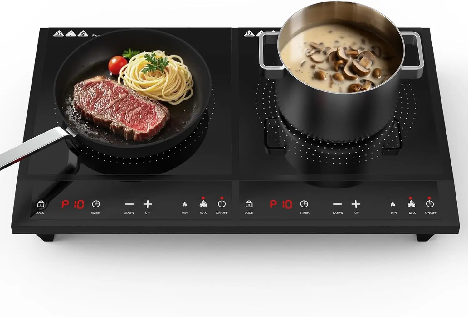 Double Induction Cooktop, Portable 2-Burner, 1800W, 10 Levels, Timer, Safety Lock
Double Induction Cooktop, Portable 2-Burner, 1800W, 10 Levels, Timer, Safety Lock