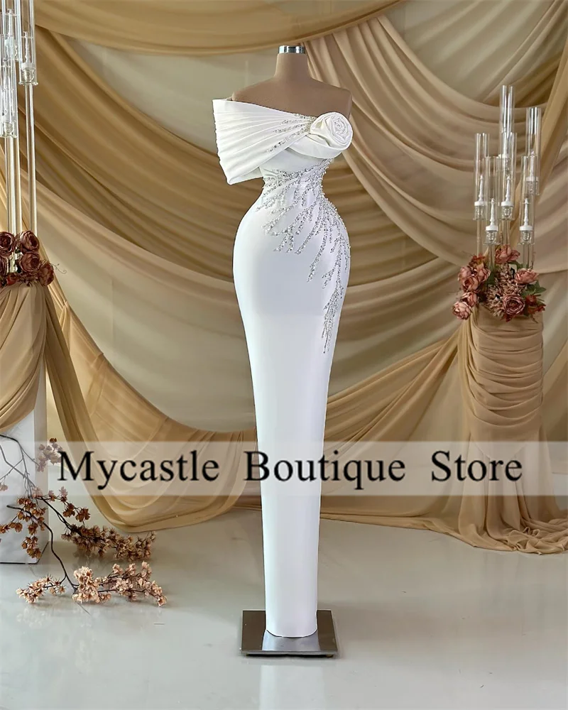 White Satin Beaded Mermaid Evening Dresses Women 2025 One Shoulder Pleat Prom Dresses Formal Occasion Dress Customized
White Satin Beaded Mermaid Evening Dresses Women 2025 One Shoulder Pleat Prom Dresses Formal Occasion Dress Customized