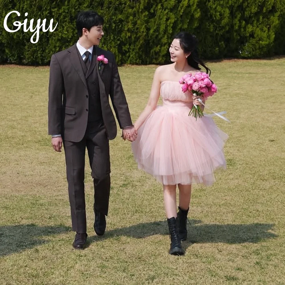 Giyu New Simple Peach Pink Mini Short Wedding Dresses A-line Korea Photoshoot Sleeveless Pleat Tulle Bridal Gown Customsied 2025
Giyu New Simple Peach Pink Mini Short Wedding Dresses A-line Korea Photoshoot Sleeveless Pleat Tulle Bridal Gown Customsied 2025
