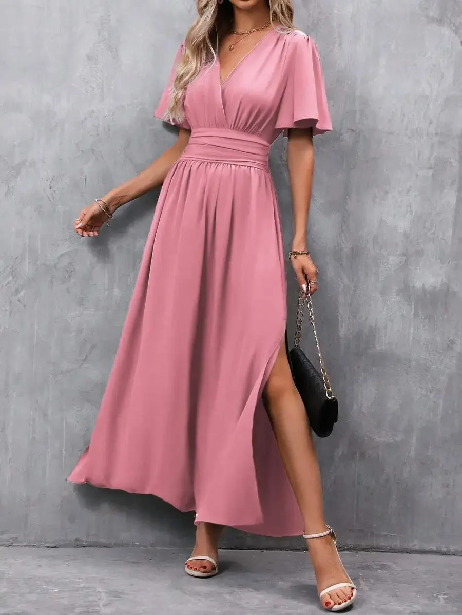 Butterfly Sleeve V-Neck Split Thigh Maxi Dress For Women
Butterfly Sleeve V-Neck Split Thigh Maxi Dress For Women