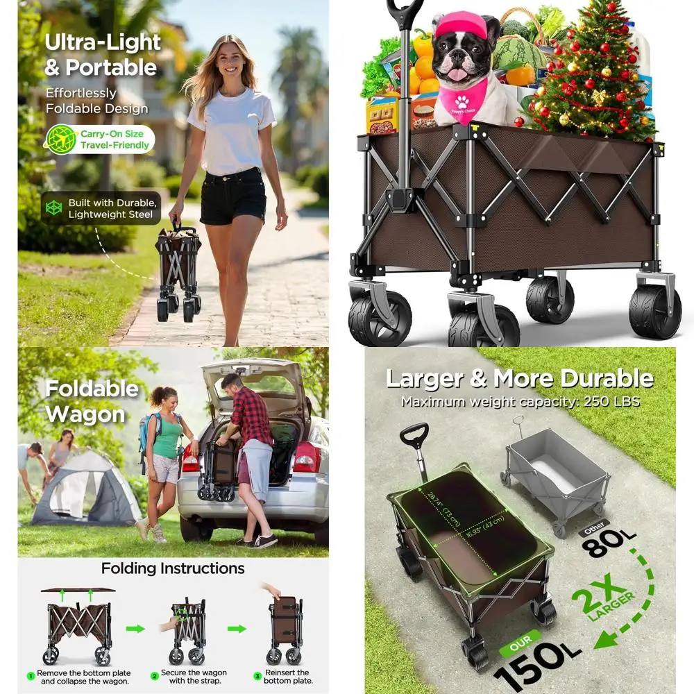 Large-Capacity Folding Wagon with Big Wheels for Outdoor Activities and Storage
Large-Capacity Folding Wagon with Big Wheels for Outdoor Activities and Storage