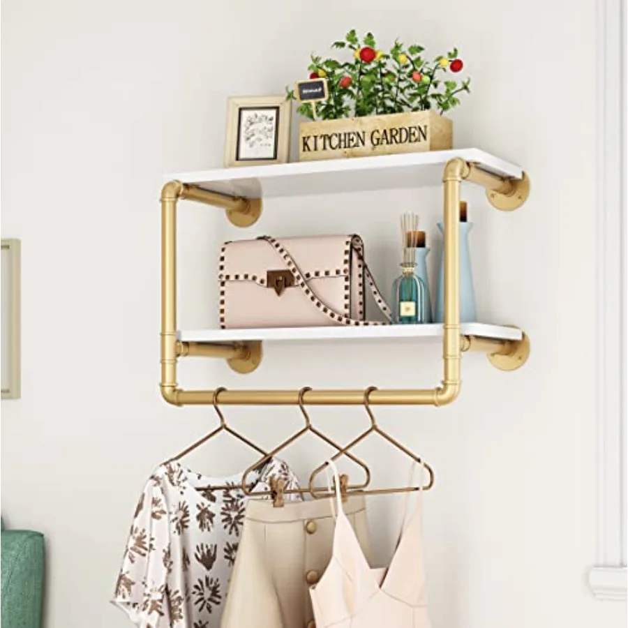 24 Industrial Pipe Shelving Floating Wall Shelves 2 Tier Gold Shelves Multiple Use for Kitchen Bedroom Living Room Bathroom
24 Industrial Pipe Shelving Floating Wall Shelves 2 Tier Gold Shelves Multiple Use for Kitchen Bedroom Living Room Bathroom