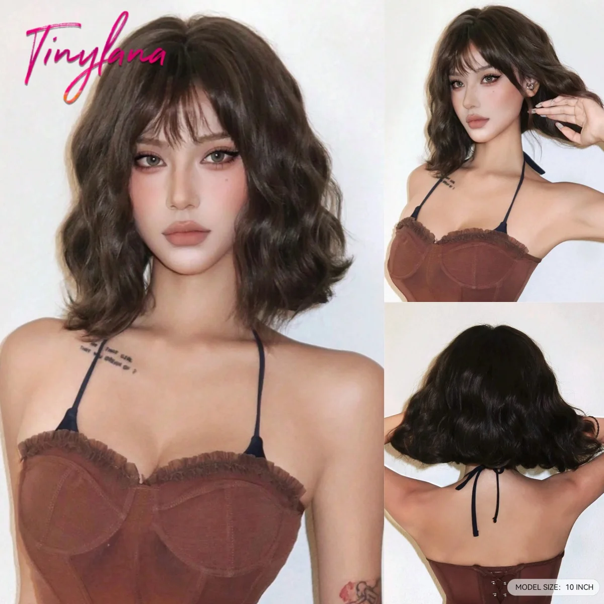 Chocolate Brown Short Wavy Synthetic Wig with Full Bangs for Women Heat Resistant Natural Look Hair for Daily Party Cosplay Use
Chocolate Brown Short Wavy Synthetic Wig with Full Bangs for Women Heat Resistant Natural Look Hair for Daily Party Cosplay Use