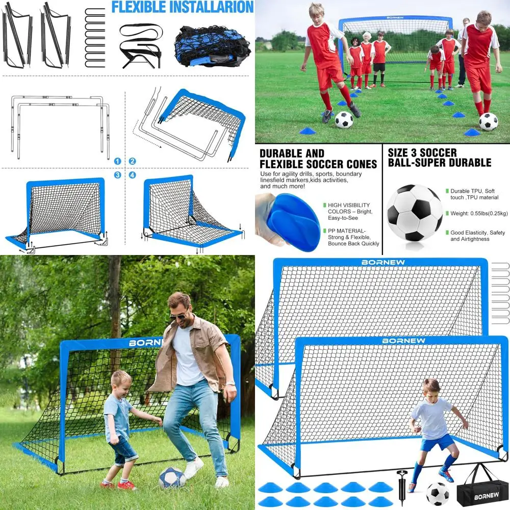 Portable Soccer Goals for Kids and Youth, Ages 3-16, with Training Equipment and Ball, Ideal for Backyard Play
Portable Soccer Goals for Kids and Youth, Ages 3-16, with Training Equipment and Ball, Ideal for Backyard Play
