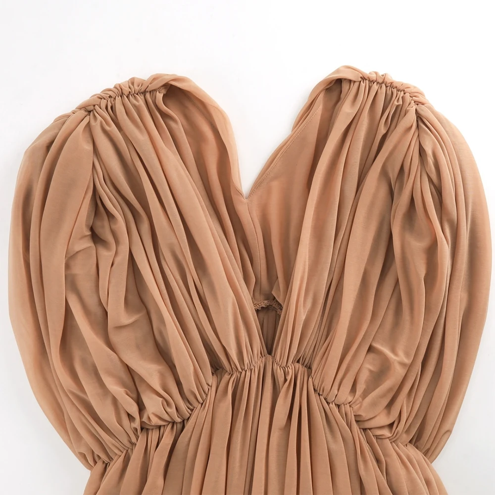 Women's Elegant Draped Ruched Midi Dress V-Neck Sleeveless Layered Ruffle Chiffon Party Club Evening Dress Nude Color 2026
Women's Elegant Draped Ruched Midi Dress V-Neck Sleeveless Layered Ruffle Chiffon Party Club Evening Dress Nude Color 2026