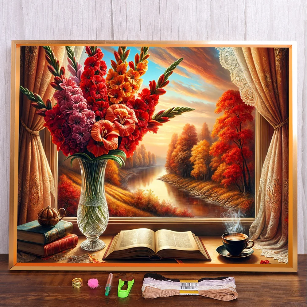Landscape Window Flower Cross Stitch Embroidery Complete Kit Handicraft Handiwork Needlework Painting Stamped Design Wholesale
Landscape Window Flower Cross Stitch Embroidery Complete Kit Handicraft Handiwork Needlework Painting Stamped Design Wholesale