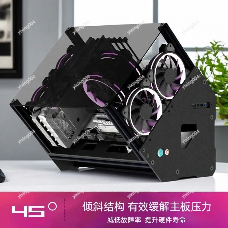DIY Aluminum Alloy PC Rack, 45 Degree Tilting Open Chassis with Acrylic Water Cooling Design
DIY Aluminum Alloy PC Rack, 45 Degree Tilting Open Chassis with Acrylic Water Cooling Design