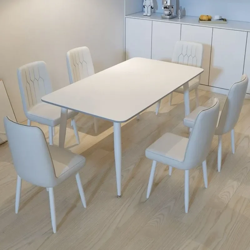 Minimalist pure white rock slab dining table, Nordic modern rectangular cream style small apartment household simple dining
Minimalist pure white rock slab dining table, Nordic modern rectangular cream style small apartment household simple dining