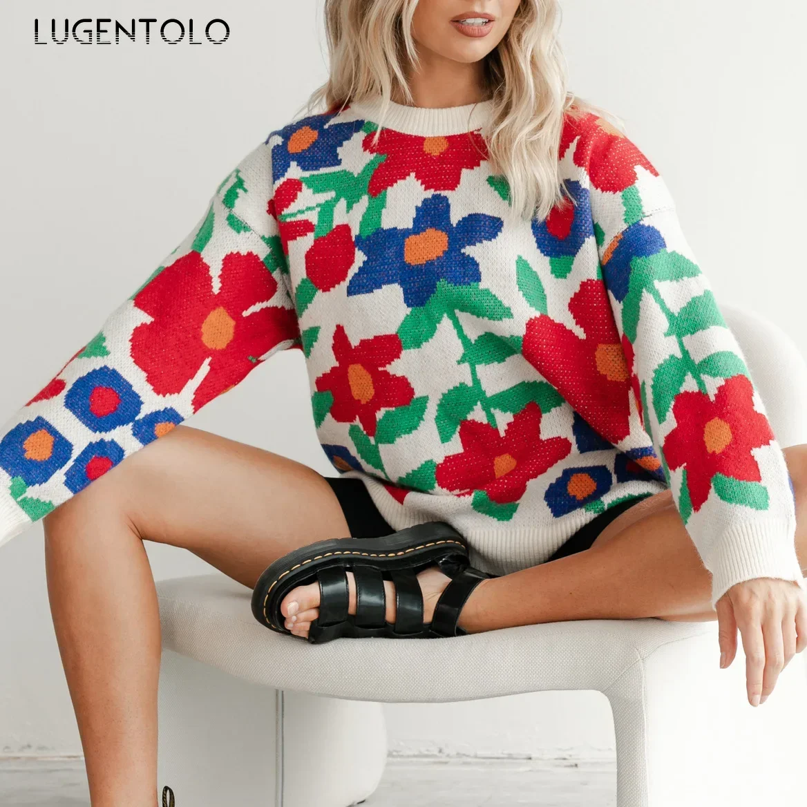 Women Floral Knitted Sweater Loose New Autumn Winter O-neck Female Casual Long Sleeve Pullover Fashion Clothing
Women Floral Knitted Sweater Loose New Autumn Winter O-neck Female Casual Long Sleeve Pullover Fashion Clothing