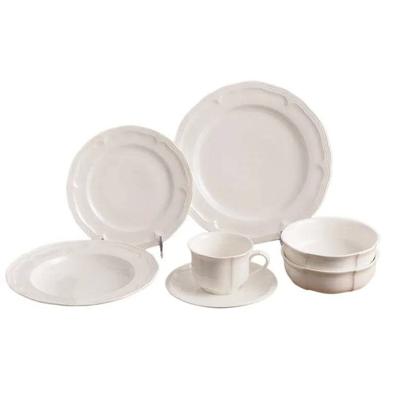 European Rococo Style Pure White Porcelain Coffee Cup Saucer Dinner Plate Fish Dish Soup Bowl Salad Bowl Home Tableware Set Gift
European Rococo Style Pure White Porcelain Coffee Cup Saucer Dinner Plate Fish Dish Soup Bowl Salad Bowl Home Tableware Set Gift
