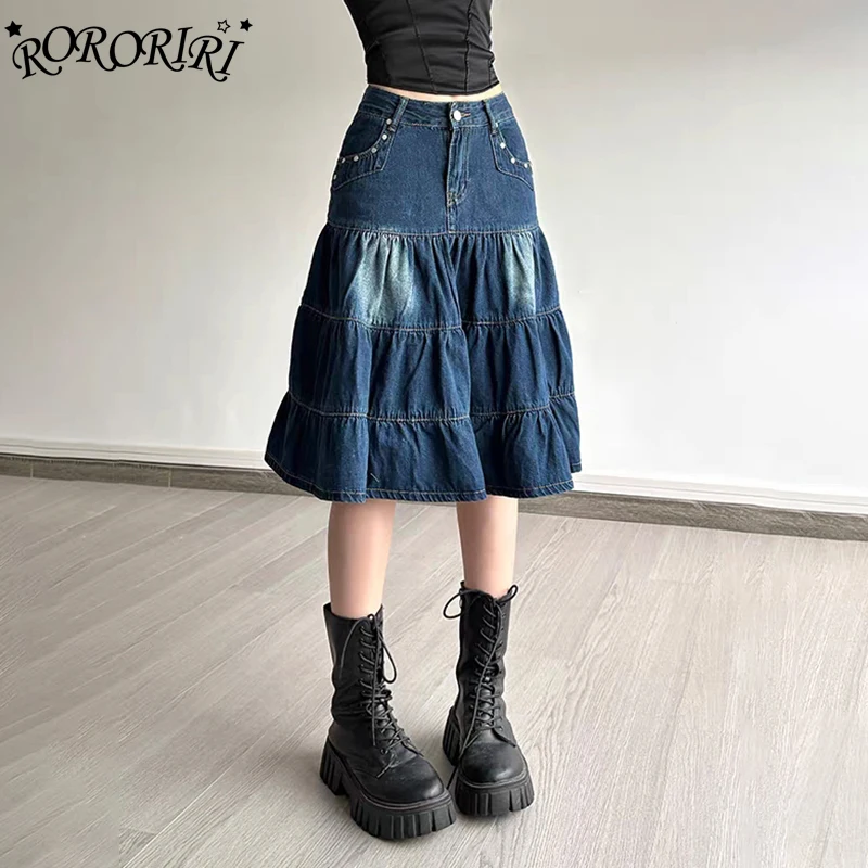 RORORIRI Retro Do Old Stitch Denim Cake Skirt Women Blue Washed Pleated Summer Low Waist A-line Jeans Skirt Grayu Y2k Streetwear
RORORIRI Retro Do Old Stitch Denim Cake Skirt Women Blue Washed Pleated Summer Low Waist A-line Jeans Skirt Grayu Y2k Streetwear