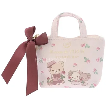Rilakkuma 여성용 미니 가방, 귀여운 동전 지갑 지갑, 귀여운 가방 키체인, 만화 애니메이션 소형 보관 가방, 여성용 동전 파우치 케이스
