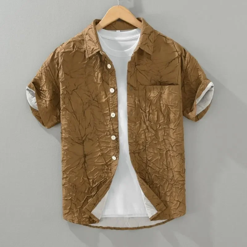 Men's Summer Crinkled Short Sleeve Shirt Casual Loose Button Down Blouse with Pocket for Daily Wear
Men's Summer Crinkled Short Sleeve Shirt Casual Loose Button Down Blouse with Pocket for Daily Wear