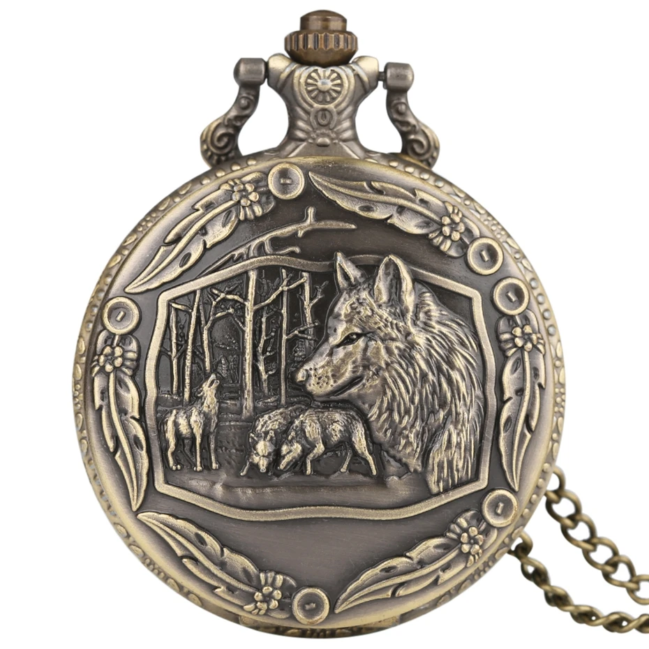 Vintage Bronze Wolf Animal Head Relief Quartz Pocket Watch with Necklace Chain Pendant Great Gift for Men's Kids Clock Watch
Vintage Bronze Wolf Animal Head Relief Quartz Pocket Watch with Necklace Chain Pendant Great Gift for Men's Kids Clock Watch