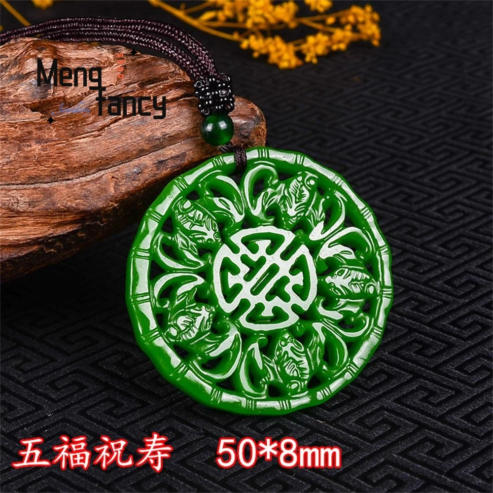 Natural Hetian Jade With Retro Hollowed-out Carvings Dragon Koi Pendant National Style Exquisite Fashion Jewelry Holiday Gifts
Natural Hetian Jade With Retro Hollowed-out Carvings Dragon Koi Pendant National Style Exquisite Fashion Jewelry Holiday Gifts